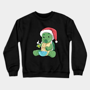 Stoner Turtle Christmas weed Cannabis THC Pothead Crewneck Sweatshirt